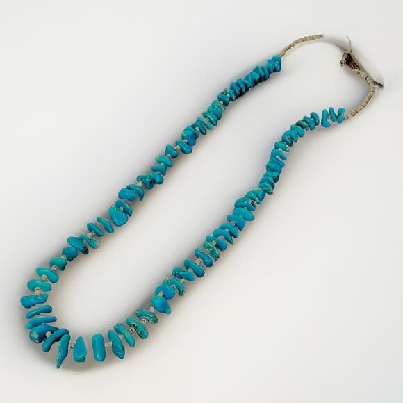 Vintage Native American Navajo Graduated Turquoise and Heishi Bead Necklace 24” - Picture 11 of 15
